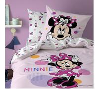 Parure de lit enfant 100% Coton - DISNEY MINNIE JOLIE - Rose - 140x200+63x63cm