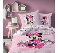 Parure de lit enfant 100% Coton - DISNEY MINNIE SHOPPING - Rose - 140x200+63x63cm