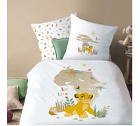 Parure de lit enfant 100% Coton - DISNEY THE LION KING BROUSSE - Blanc - 140x200+63x63cm