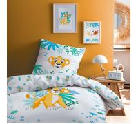 Parure de lit enfant 100% Coton - DISNEY THE LION KING SIMBA - Blanc - 140x200+63x63cm