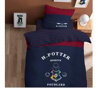 Parure de lit enfant 100% Coton - HARRY POTTER STRIPE - Bleu marine - 140x200+63x63cm