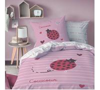 Parure de lit enfant 100% coton - MATT & ROSE - COCCICOEUR - Rose - 140x200+63x63cm