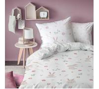 Parure de lit enfant 100% coton - MATT & ROSE - PETIT LAPIN - Blanc - 140x200+63x63cm