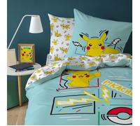 Parure de lit enfant 100% Coton - POKÉMON ANIMATION - Bleu - 140x200+63x63cm