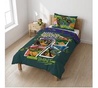 Parure de lit enfant - 100x135 cm - Housse de couette 100 x 135 cm et taie d'oreiller 40 x 60 cm - Tortues Ninja TMNT