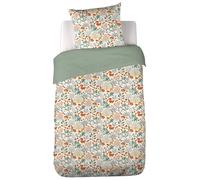 Parure de lit enfant 140x200cm PIERROT pur coton MIG vert 2 pièces