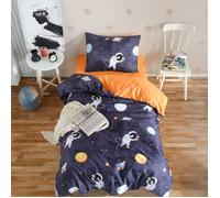 Parure de lit enfant 2 pcs 140x200 cm avec une taie 60x60 cm 100 % coton polyester espace Astron
