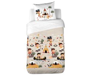 Parure de lit enfant bi histoire 140x200 cm PTIT AIGLE & PTIT PIRATE pur coton MIG multicolore 2 pièces