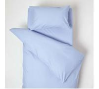 HOMESCAPES Parure de lit Enfant en Coton égyptien 200 Fils Bleu, Housse de Couette 120x150 cm et Taie d’Oreiller 40x60 cm