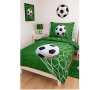 BrandMac Parure de lit Football But en Pleine Lucarne – Housse 140x200 + taie carrée – 100% coton