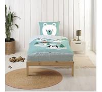 Parure de Lit Enfant Rechange Caradou® Igloo en Coton 3 pièces - Couchage tout-en-un sans couette - 90x190cm - BLEU CALIN