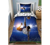 Parure de Lit Football Enfant 100% Coton Oeko-Tex Lit 1 place Housse de Couette Réversible 140x200 cm Taie d'oreiller 63x63 cm