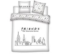 Aymax! Parure de lit Friends 2 personnes – Housse de couette 240x220 cm + 2 taies d'oreiller 63x63 cm