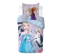 Parure de Lit Frozen Disney Housse de Couette Licence Réversible avec Taie d'oreiller, 2 Pièces (140x200 cm + 65x65 cm) en Coton (Parure Frozen)