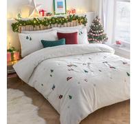 Parure de lit Furn Christmas Together - Parure de lit Festif en Polaire bou brodée Motif Anges des neiges (Neige - Double)