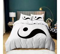 Parure de Lit Graphiques Abstraits Tai Chi avec 2 Taies d'oreiller, Housse de Couette en Microfibre Douce Géométrie Abstraite pour Adultes Enfants 180x200 cm Parure de Lit 2 Personnes