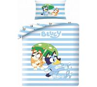 Halantex Bluey BY1324 Parure de lit pour enfant 100 % coton sous licence officielle 140 x 200 cm + 70 x 90 cm