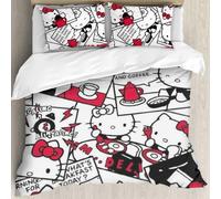Parure De Lit Hello Cat Kitty Pour Garçons Et Filles, Housse De Couette Et Taies D'oreiller - 3 Pieces - Queen