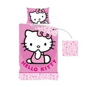 Parure de lit - HELLO KITTY - 140x200cm - Housse de couette réversible - Microfibre - Rose