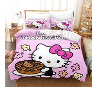 Parure De Lit Hello Kitty 3 Pieces Avec Housse De Couette Et Taie D'oreiller Pour Lit Double