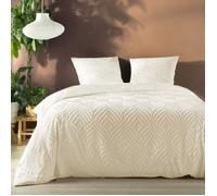 Douceur d'Intérieur – Parure de lit 3 pièces Heltie Ivoire – Microfibre tuftée 260x240 cm