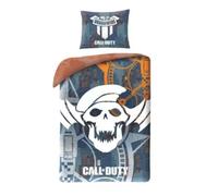 Halantex Parure de lit Call of Duty Black Ops - Housse de couette 140 x 200 cm + taie d'oreiller - Parure de lit pour enfant + sac à dos - 100 % coton - Certifié Oeko-Tex (COD-5530BL- Gris)