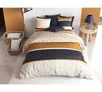 Parure de lit Housse de Couette avec 2 taies d'oreiller 100% Coton 57 Fils Felora : Taille - 220 x 240 cm
