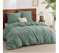Parure de lit - Housse de couette - Bedsure - 100%Cotton - Vert Iceberg - 200x200cm - 3 Pcs - Indispensable pour l'été