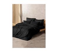 Parure de lit housse de couette Carreaux 240x220cm + 2 taies 60x60 noir