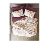 Parure de lit housse de couette Flos 240x220cm + 2 taies 60x60 rouge