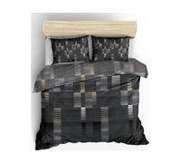 Parure de lit housse de couette Trace 240x220cm + 2 taies 60x60 noir or blanc