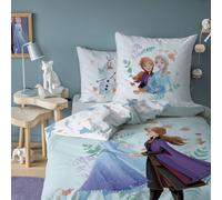 Parure De Lit Imprimée 100% Coton, Disney Home Frozen Sisters Bleu 140X200 63X63