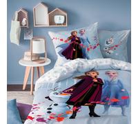 Parure De Lit Imprimée 100% Coton, Disney Home Frozen Trio Bleu 140X200 63X63
