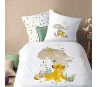 Parure De Lit Imprimée 100% Coton, Disney Home Le Roi Lion Brousse Blanc 140X200 63X63