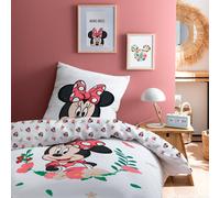 Parure De Lit Imprimée 100% Coton, Disney Home Minnie Flower Blanc 140X200 63X63