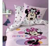 Parure De Lit Imprimée 100% Coton, Disney Home Minnie Jolie Rose 140X200 63X63