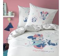 Parure De Lit Imprimée 100% Coton, Disney Home Minnie Little Friend Blanc 140X200 63X63