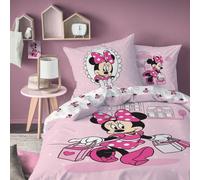 Parure De Lit Imprimée 100% Coton, Disney Home Minnie Shopping Rose 140X200 63X63