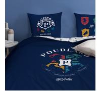 Parure de lit imprimée 100% Coton - HARRY POTTER BLASON - Bleu nuit - 240x220 + 2 taies 63x63cm