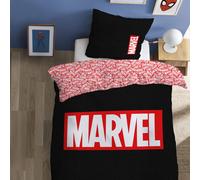 CTI Parure de lit imprimée 100% Coton, Marvel Home Identity 140x200 cm 47654 Noir/Rouge