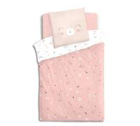 Atmosphera - Parure de Lit Enfant Chat Rose - 140 x 200 cm, 1 Personne - 100% Coton, Housse et Taie d'oreiller - pour Chambre d'enfant