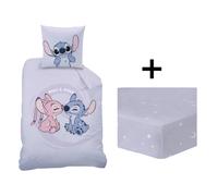 Parure De Lit Imprimée + Drap Housse 100% Coton, Disney Home Stitch Happy Violet 140X200 63X63