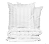 Atmosphera - Parure de lit Isadora 2 personnes Satin de coton 240 x 220 cm Blanc 3 pièces