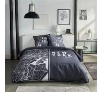 Today Parure de lit Java 2 personnes 220x240 cm + 2 taies d'oreiller 63x63 cm imprimée Noir