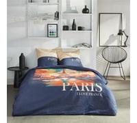 Parure de lit - TODAY - JAVA - 2 personnes - 240x220 cm - Coton - Imprimé Paris - Bleu