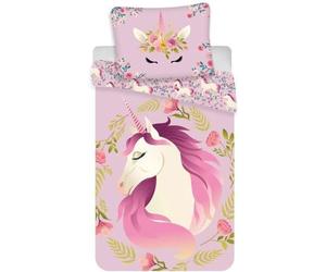 Parure de lit - JERRY FABRICS - Licorne - 140 x 200 cm - 100% coton - Rose