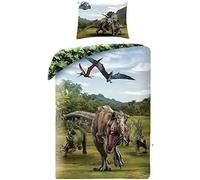 Halantex Parure de lit Jurassic World T.Rex Dinosaure 2 pièces 140x200 + 70x90 cm 100% coton Öko‑Tex