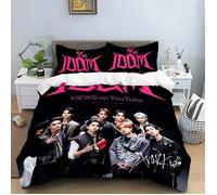 Parure de lit KPOP pour enfant - Housse de couette et taie d'oreiller - Stray Kids - Taille simple/double - Cadeau