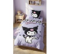 Parure de Lit Kuromi Sanrio - Housse de Couette Réversible 140x200 cm - 100% Microfibre Certifiée Oeko-Tex Standard 100 - Design Officiel Hello Kitty & Friends