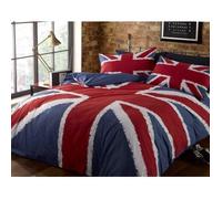 Rock N Roll Funky Parure de lit avec Housse de Couette Motif Drapeau Britannique Bleu/Rouge/Blanc